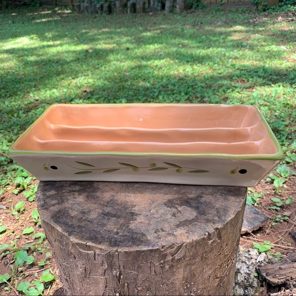 Noemi Ceramiche olive leaf rectangular plate - Picture 1 of 14